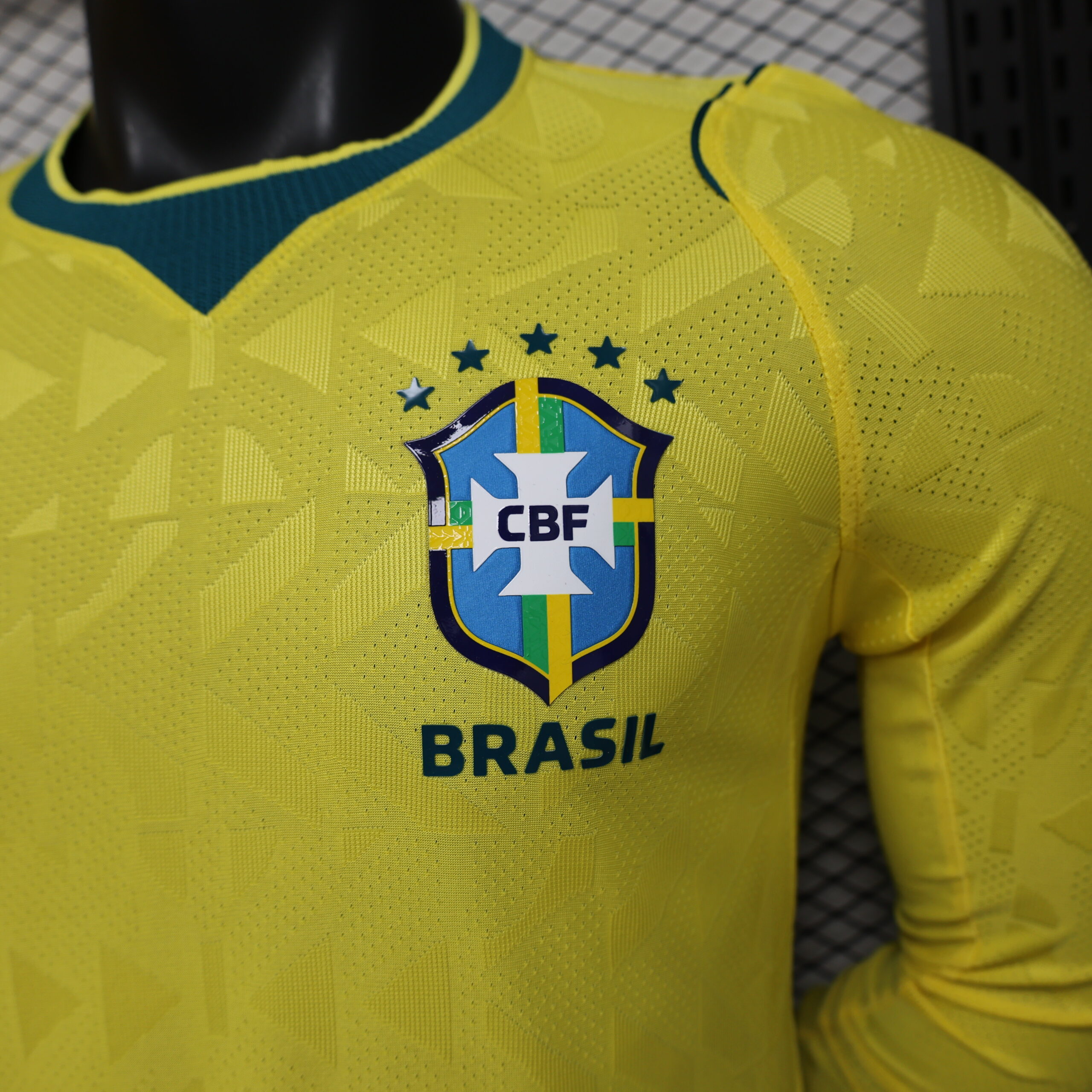 26. Brazil Home Press Line Edition Long Sleeve Jersey S-3XL 9